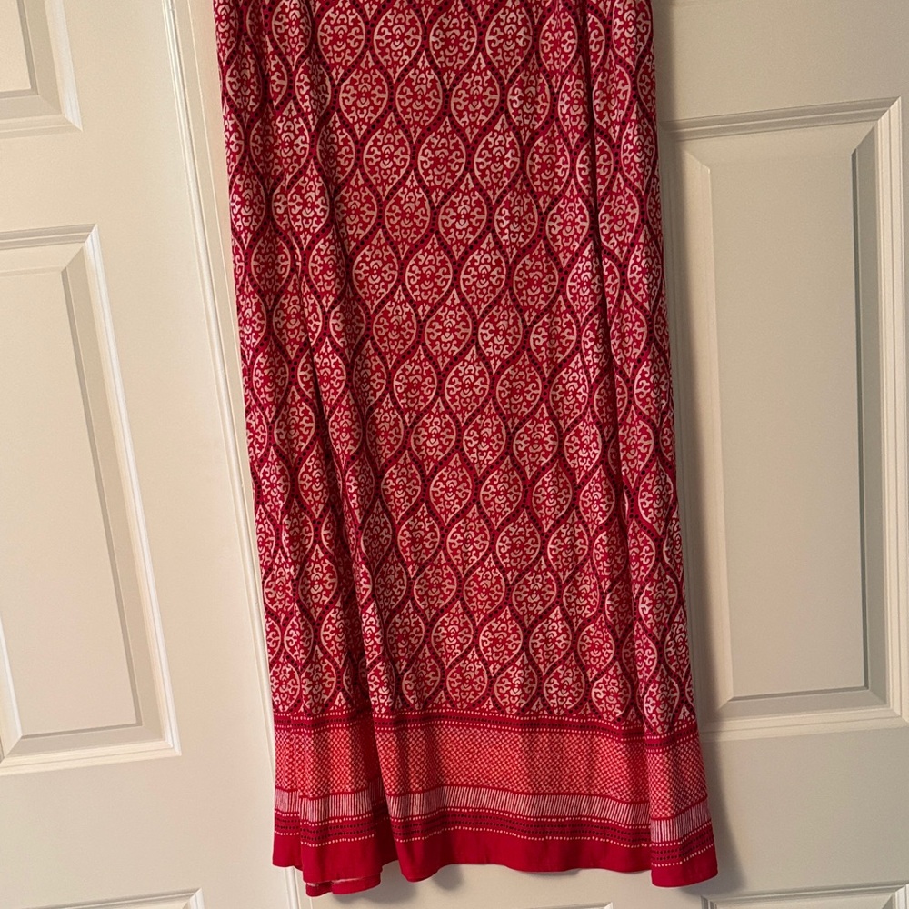 Chico's Red and White Patterned Maxi Skirt